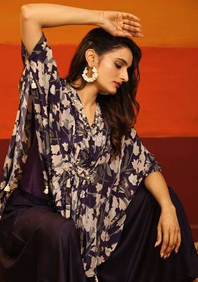 Premium stylish digital printed muslin cord-set kaftan style 5