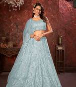  SKY BLUE Sequins Lehenga for bridesmaid with Intricate work 