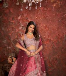 Pink Mirror work Lehenga for bridesmaid with Intricate work