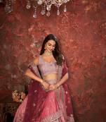 Pink Mirror work Lehenga for bridesmaid with Intricate work