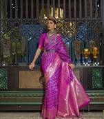 Purple Satin Silk Woven Designer Saree With Blouse For Women