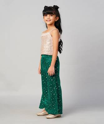 Razzle dazzle girls gold sequins party top with velvet pants 2