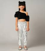 Razzle dazzle girls party black velvet top with pant