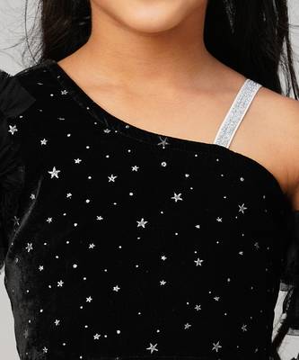 Razzle dazzle girls party black velvet top with pant 3