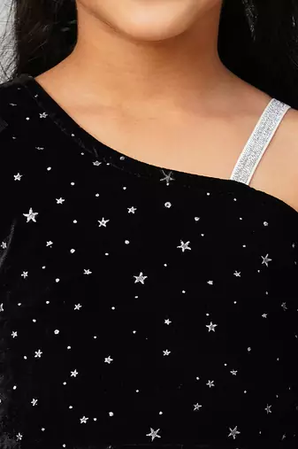 Razzle dazzle girls party black velvet top with pant