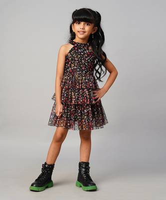 Razzle dazzle girls black georgette party dress 1