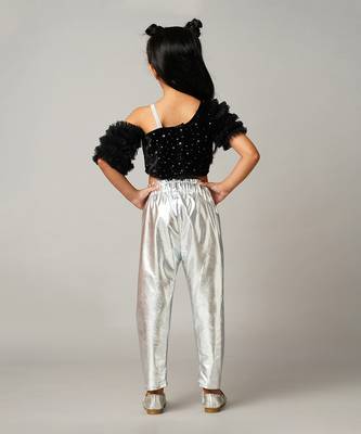 Razzle dazzle girls party black velvet top with pant 5