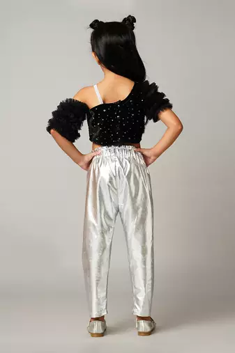 Razzle dazzle girls party black velvet top with pant