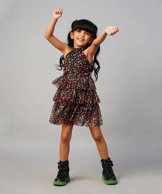 Razzle dazzle girls black georgette party dress 2