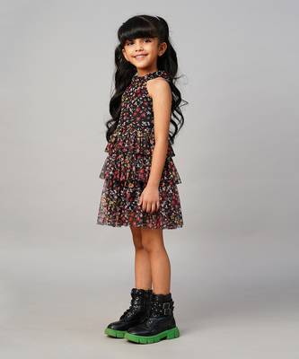 Razzle dazzle girls black georgette party dress 3