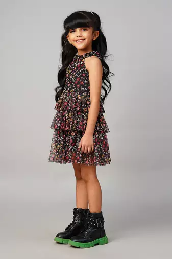 Razzle dazzle girls black georgette party dress