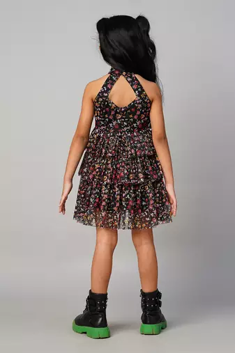 Razzle dazzle girls black georgette party dress
