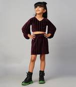 Razzle dazzle girls party wine velvet top with skirt