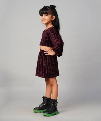 Razzle dazzle girls party wine velvet top with skirt 2