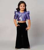 Razzle dazzle girls party purple shimmer top with palazzo pant