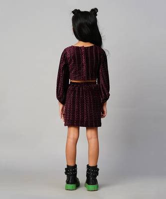 Razzle dazzle girls party wine velvet top with skirt 3
