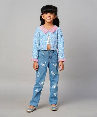 Razzle dazzle girls sequins blue party jacket 1