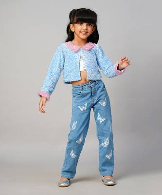 Razzle dazzle girls sequins blue party jacket 2