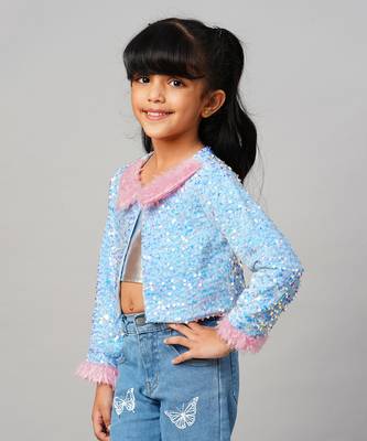 Razzle dazzle girls sequins blue party jacket 3