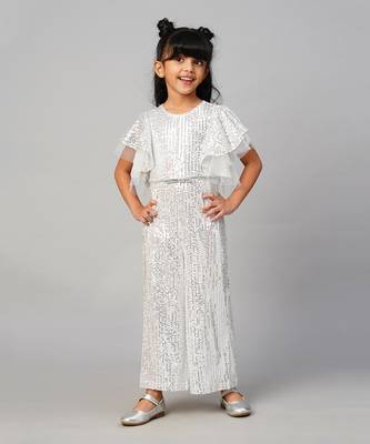 Razzle dazzle girls sequins white party jumpsuit 1