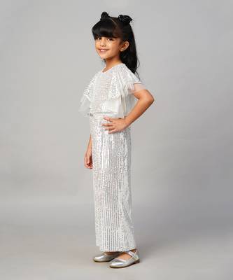 Razzle dazzle girls sequins white party jumpsuit 2