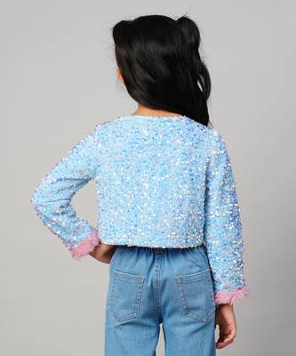 Razzle dazzle girls sequins blue party jacket 4