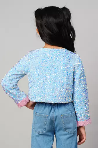 Razzle dazzle girls sequins blue party jacket