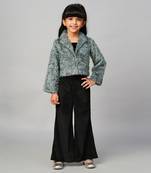 Glam up girls party fur jacket with palazzo pant