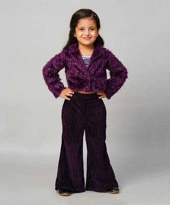 Glam up girls party fur jacket with palazzo pant 1