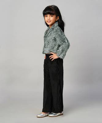 Glam up girls party fur jacket with palazzo pant 2