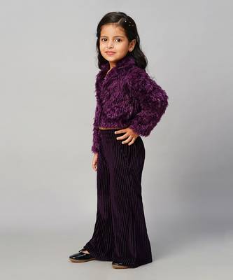 Glam up girls party fur jacket with palazzo pant 2