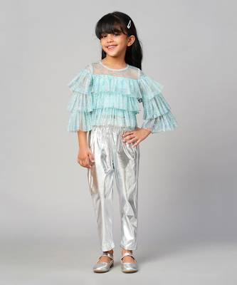 Glam up girls shimmer blue party top 1