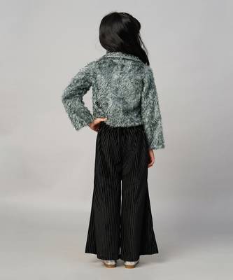 Glam up girls party fur jacket with palazzo pant 5
