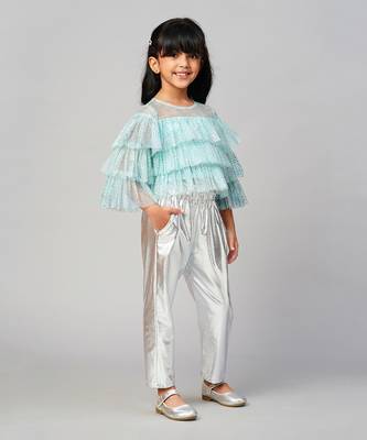 Glam up girls shimmer blue party top 2