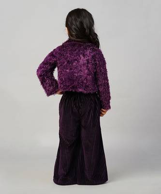 Glam up girls party fur jacket with palazzo pant 5