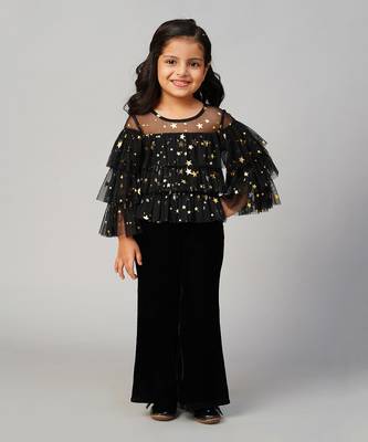 Glam up girls shimmer black party top 1