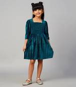 Glam up girls teal velvet party dress