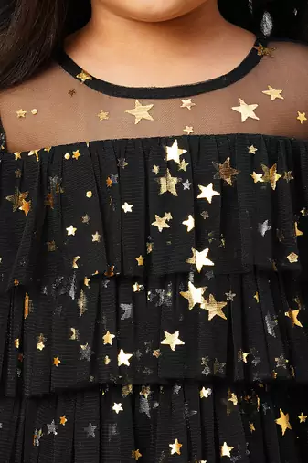 Glam up girls shimmer black party top