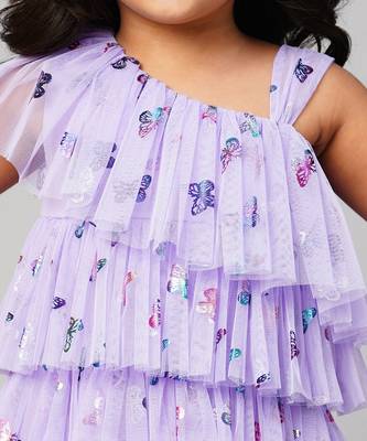 Glam up girls lavender tiered party dress 2