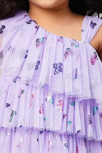 Glam up girls lavender tiered party dress