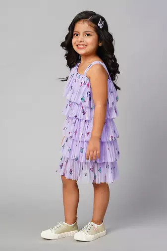 Glam up girls lavender tiered party dress