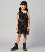 Glam up girls black tiered party dress