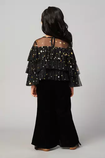 Glam up girls shimmer black party top