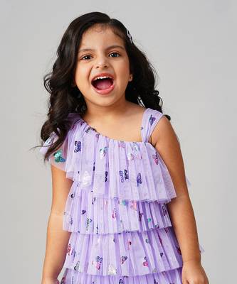 Glam up girls lavender tiered party dress 4