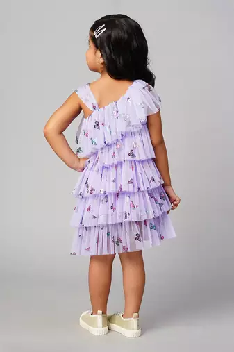 Glam up girls lavender tiered party dress