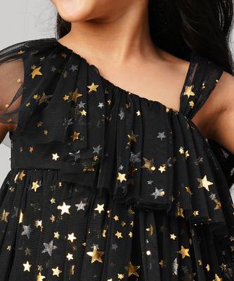 Glam up girls black tiered party dress 4
