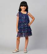 Glam up girls navy tiered party dress