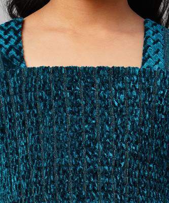 Glam up girls teal velvet party dress 5