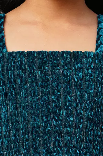 Glam up girls teal velvet party dress