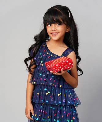 Glam up girls navy tiered party dress 2